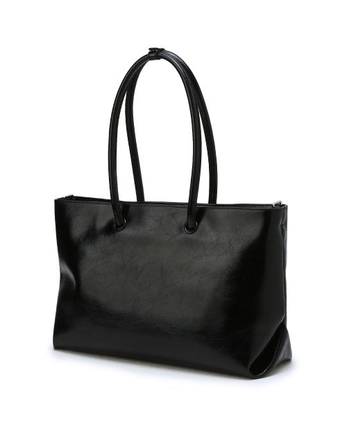 [젤리백] 블랙 글로시 레더 숄더 및 크로스백 (15인치 노트북 수납)