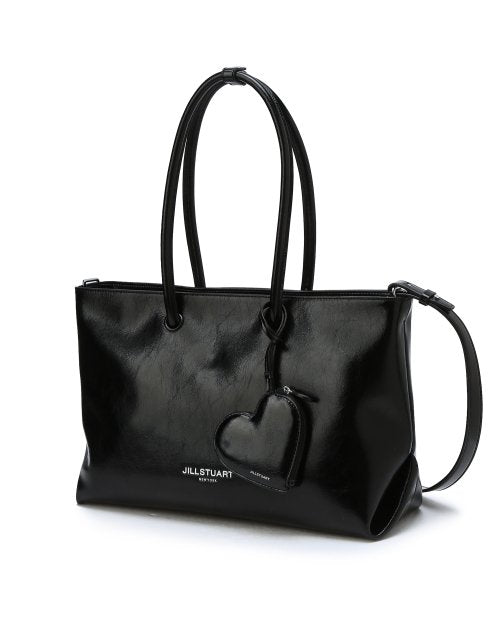 [젤리백] 블랙 글로시 레더 숄더 및 크로스백 (15인치 노트북 수납)