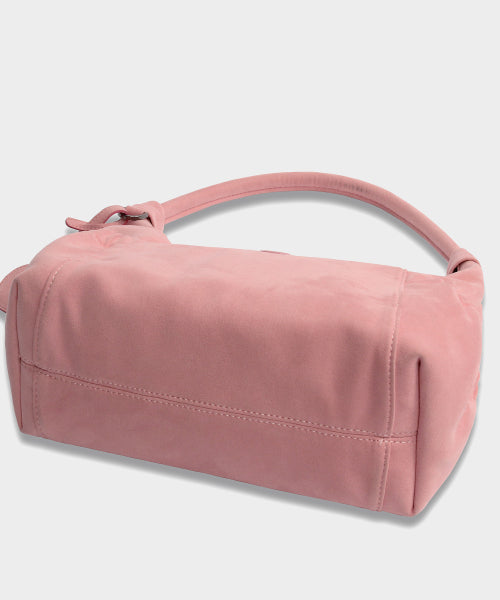 Suede Round Hobo Bag in Pink