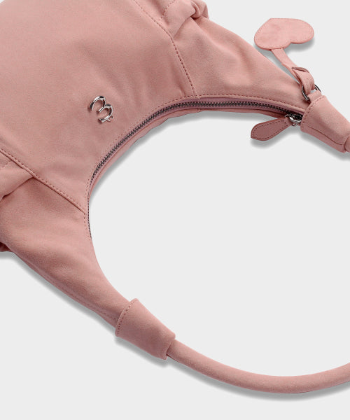 Suede Round Hobo Bag in Pink