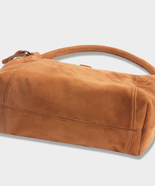 Suede Round Hobo Bag in Brown