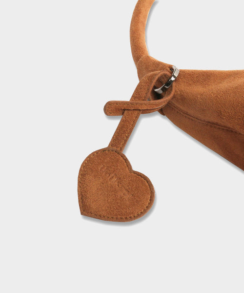 Suede Round Hobo Bag in Brown