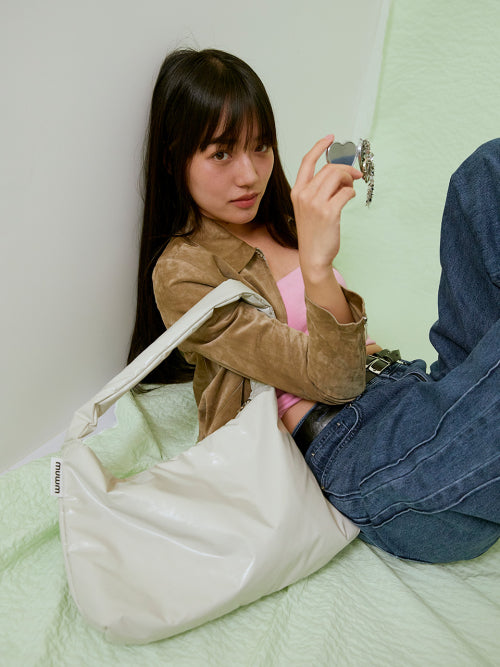 퍼프업 숄더백 Puff-Up Shoulder Bag (Ivory/Tartan Blue)