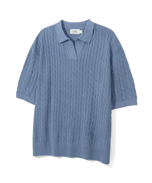 쿨 린넨라이크 케이블 카라 숏 슬리브 니트 10 COLOR