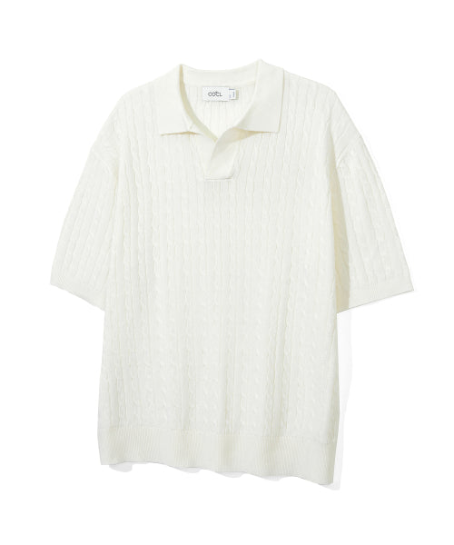 쿨 린넨라이크 케이블 카라 숏 슬리브 니트 10 COLOR