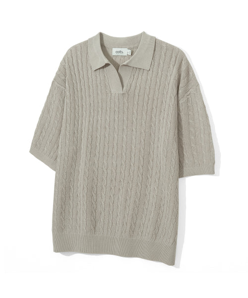 쿨 린넨라이크 케이블 카라 숏 슬리브 니트 10 COLOR