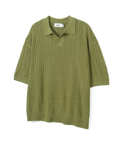 쿨 린넨라이크 케이블 카라 숏 슬리브 니트 10 COLOR
