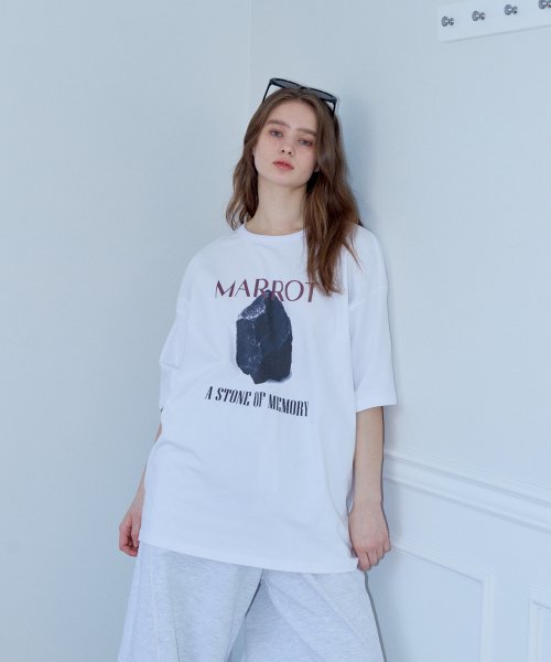 스톤 오버사이즈 티셔츠_화이트