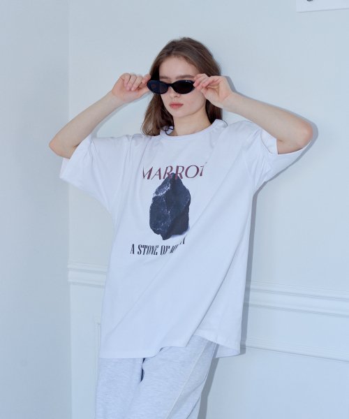 스톤 오버사이즈 티셔츠_화이트