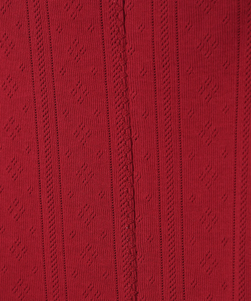 EYELET FRILL DRESS RED