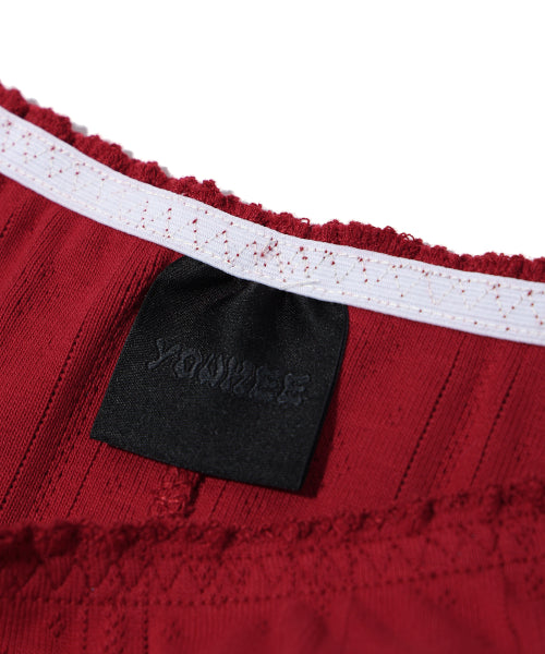 EYELET FRILL DRESS RED