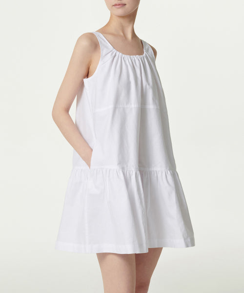 우먼즈 코튼 티어드 미니 드레스 [화이트]