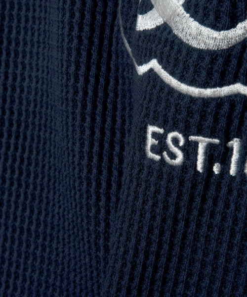 우먼 와플 숏 슬리브 맨투맨 네이비