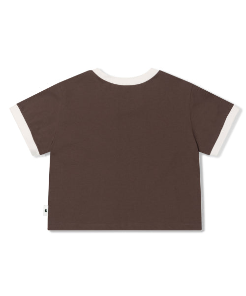 ESCF ELLIPSE LOGO 프린트 크롭 티셔츠 브라운