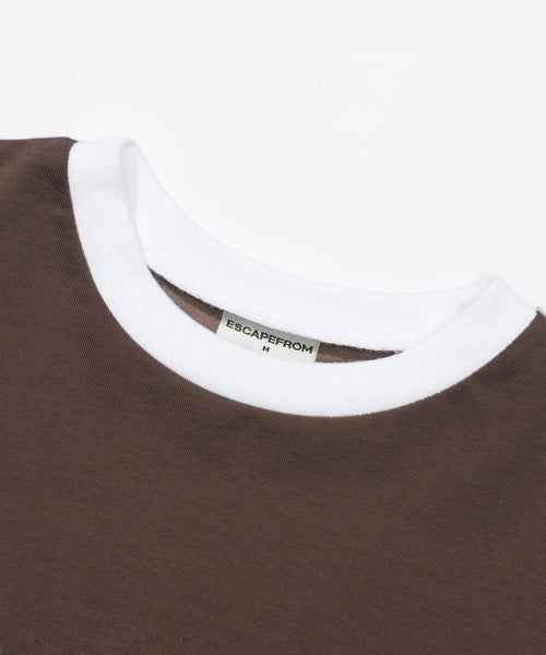 ESCF ELLIPSE LOGO 프린트 크롭 티셔츠 브라운