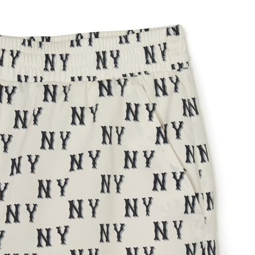 클래식 모노그램 프린트 5부 우븐 반바지 NY (Cream)