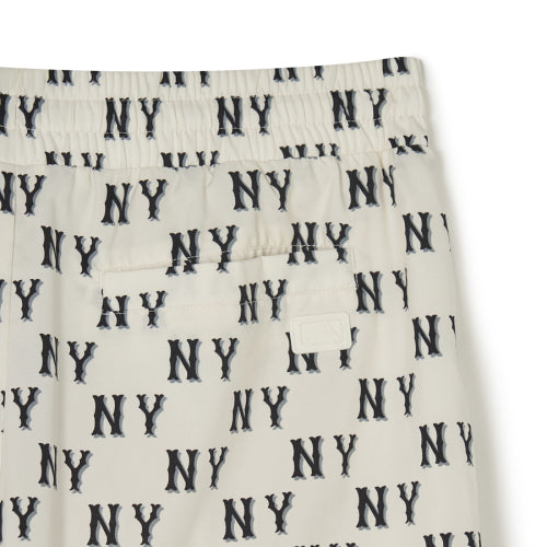클래식 모노그램 프린트 5부 우븐 반바지 NY (Cream)