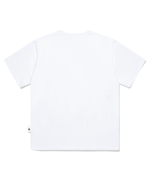 모노 3D 클라우드 프린트 오버핏 반팔티 화이트