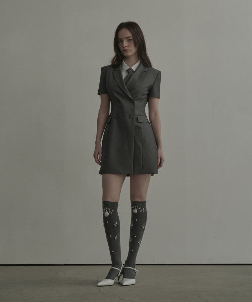 젠 하프슬리브 수트 자켓 드레스 - 그레이