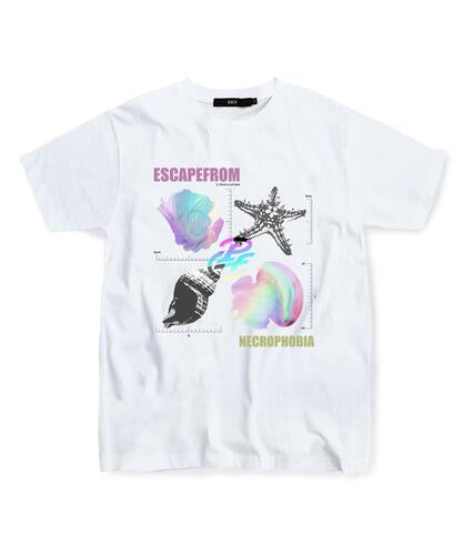 홀로그램 네크로포비아 프린트 티셔츠 화이트