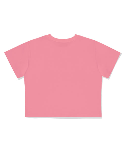 시시 하트 프린팅 크롭반팔티 핑크