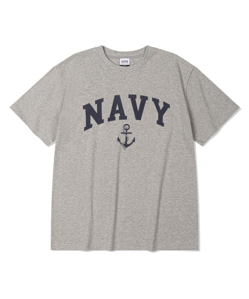 NAVY LOGO TEE_MELANGE GRAY