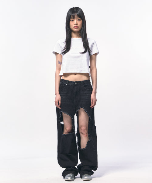 씨웨어 크롭 티셔츠 화이트