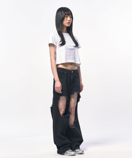 씨웨어 크롭 티셔츠 화이트