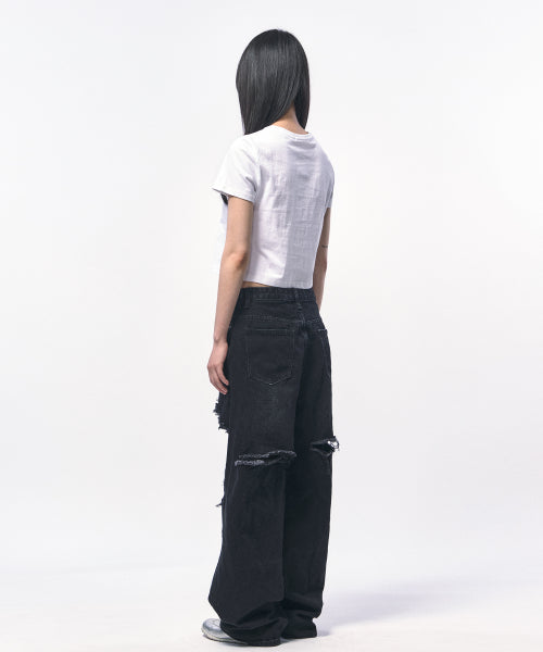 씨웨어 크롭 티셔츠 화이트