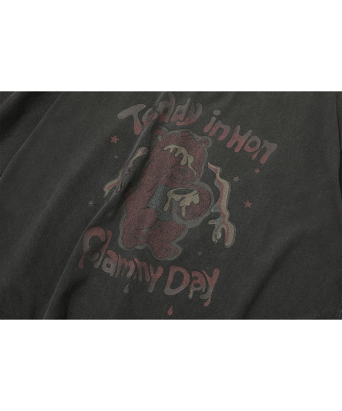 Honey Teddy 피그먼트 반팔티 스모크블랙