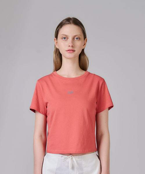 KZM 로고 크롭 반팔 티셔츠 CORAL