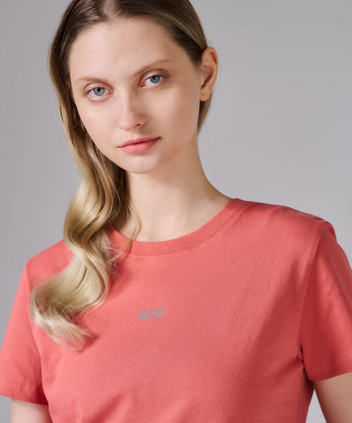 KZM 로고 크롭 반팔 티셔츠 CORAL