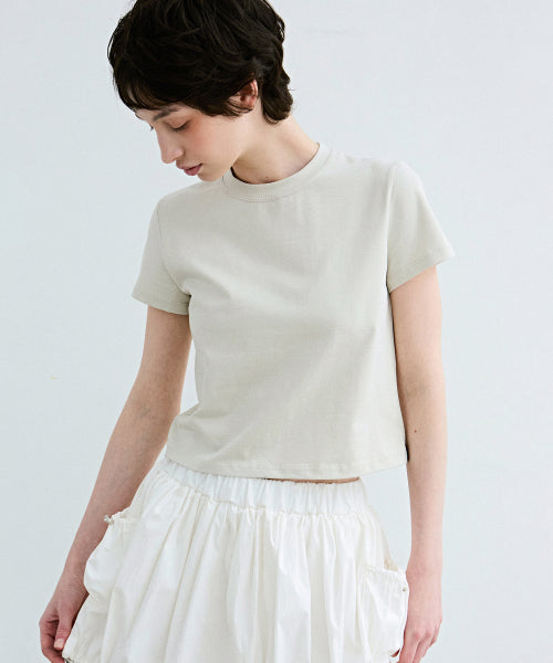 MINIMAL ESSENTIAL CROP TOP_GRAY BEIGE