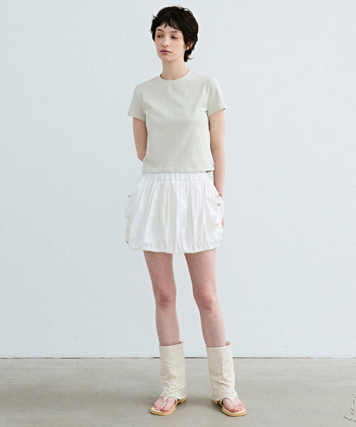 MINIMAL ESSENTIAL CROP TOP_GRAY BEIGE