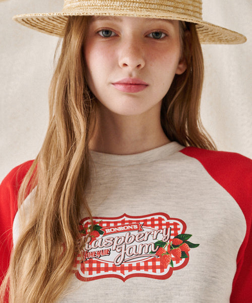 RASPBERRY JAM RAGLAN CROP T SHIRT RED