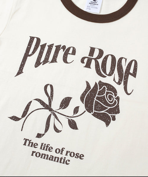 Pure Rose Semi-Crop Ringer Short Sleeve T-Shirt GT-358