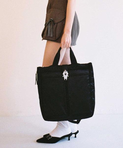 raven expandable tote bag / black