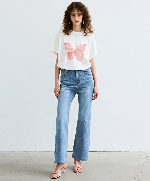 BUTTERFLY SOFT COLORING SLEEVE TOP_WHITE PINK