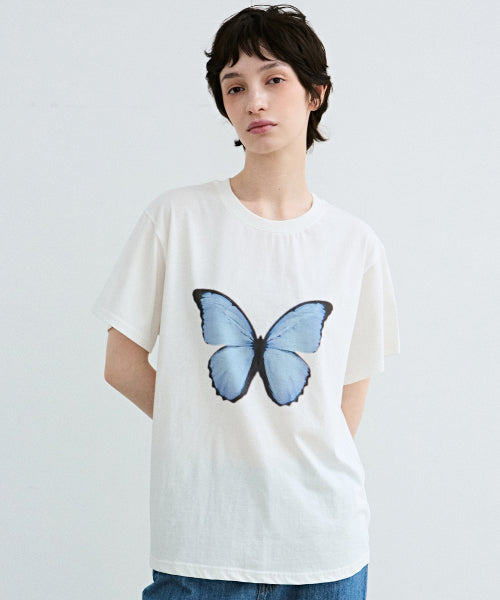 BUTTERFLY SOFT COLORING SLEEVE TOP_WHITE BLUE