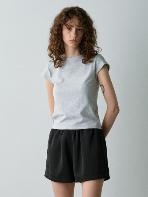 Geek cap sleeve T-shirt (Gray)