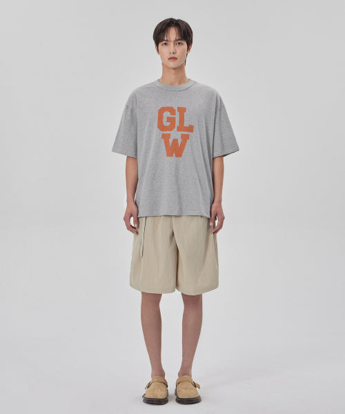 오버핏 빅 로고 반팔 티셔츠 그레이