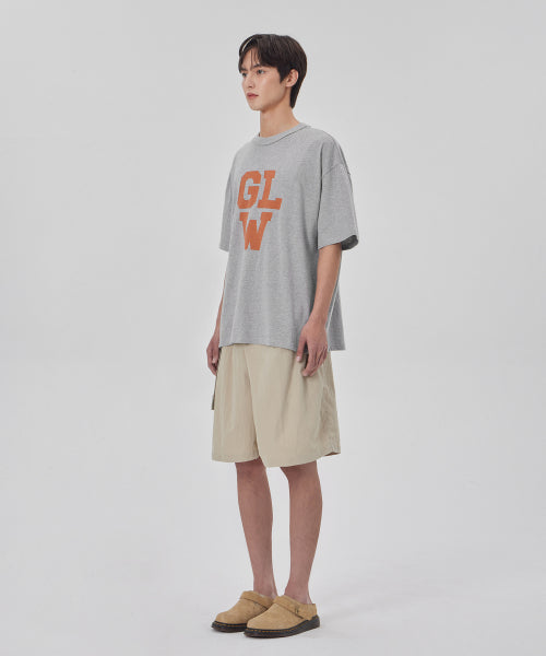 오버핏 빅 로고 반팔 티셔츠 그레이