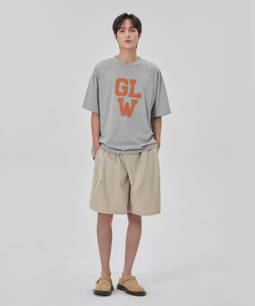 오버핏 빅 로고 반팔 티셔츠 그레이