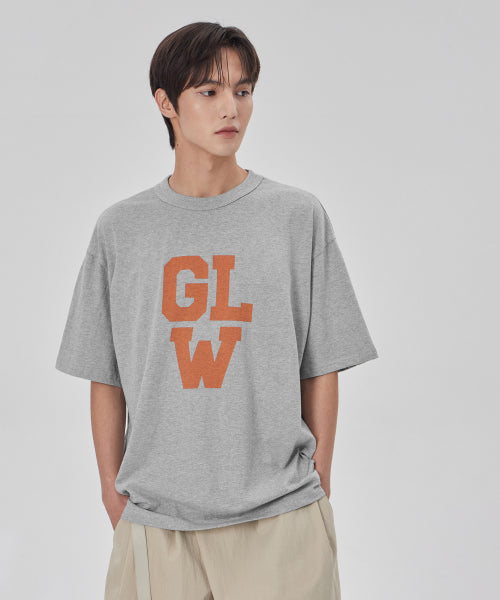 오버핏 빅 로고 반팔 티셔츠 그레이