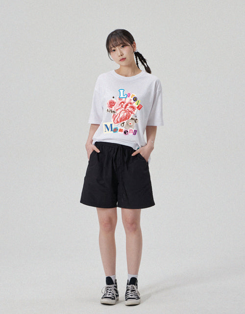 [COLLAGE]LOOSE FIT 라운드 넥 반팔티_화이트