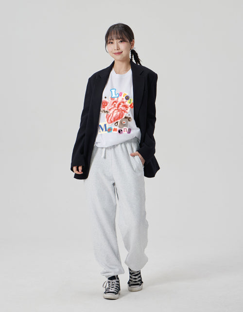 [COLLAGE]LOOSE FIT 라운드 넥 반팔티_화이트