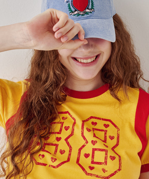 LINGER HEART 88 CROP T SHIRT YELLOW