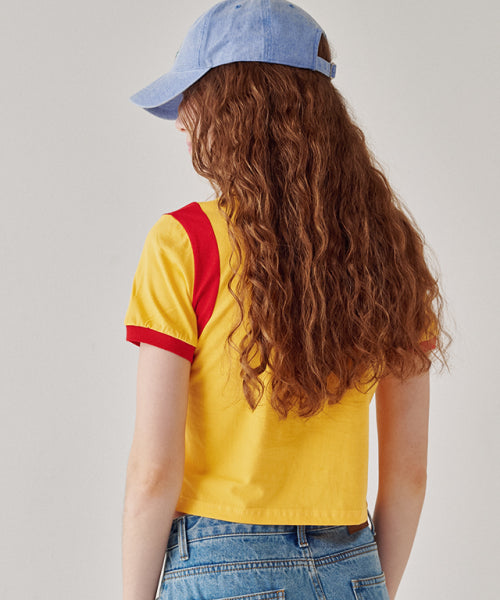 LINGER HEART 88 CROP T SHIRT YELLOW