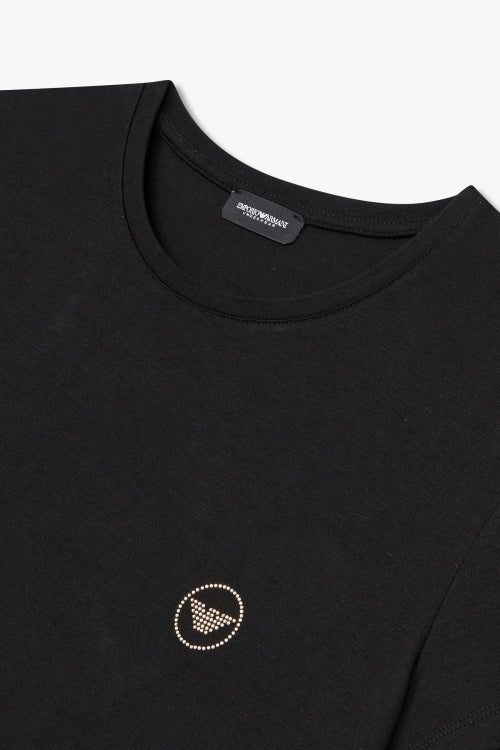 여성 이글 로고 레이온 라운지 티셔츠_블랙_0824114508