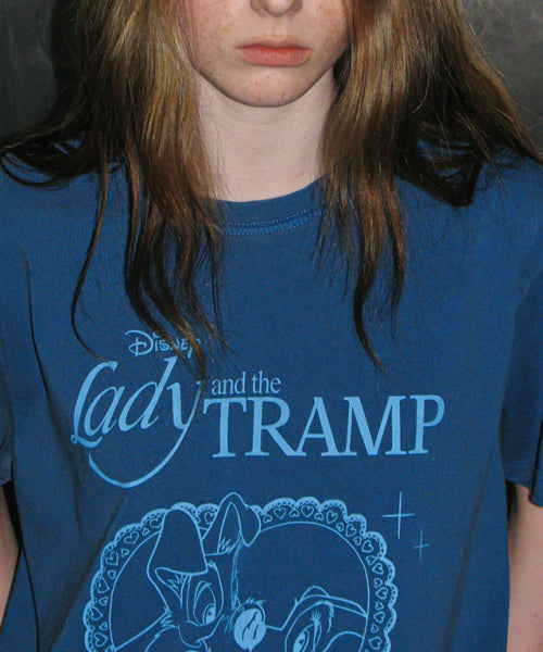 HEART LADY AND THE TRAMP BASIC FIT T SHIRT BLUE
